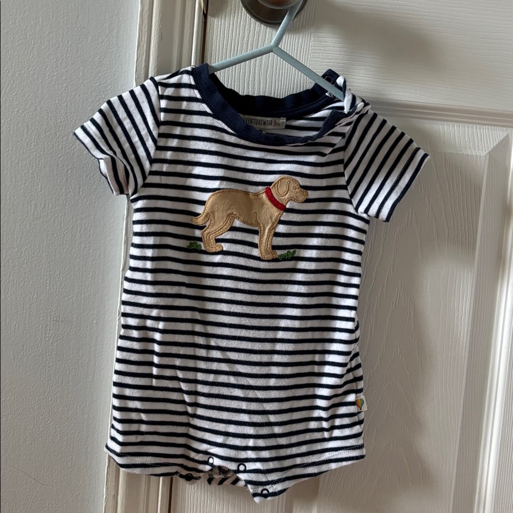 Striped Yellow Lab Baby Romper